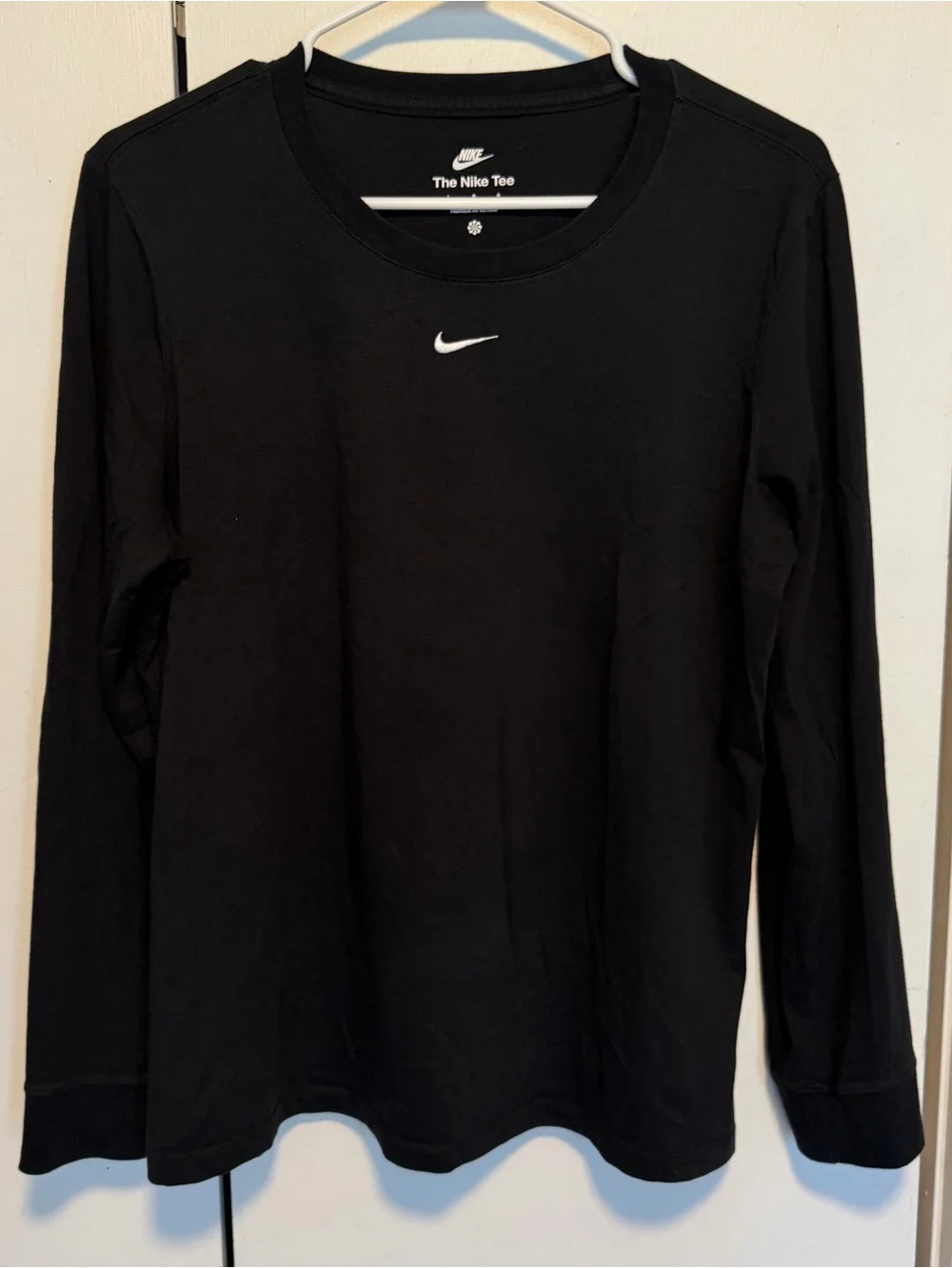 Nike Black Long-Sleeve Crew with White Swoosh
